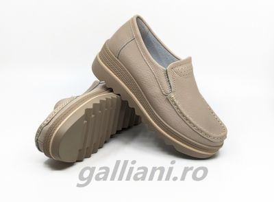 Pantofi casual cream dama-piele naturala integral,talpa usoara din spuma-dc mm 219 cream