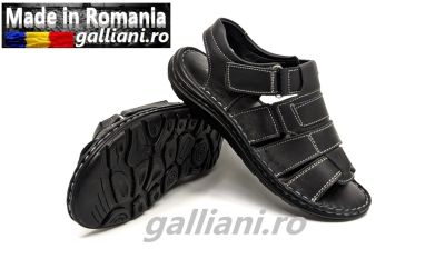 Sandale negre barbati-fabricat in Romania din piele naturala-bsand mar 1 black