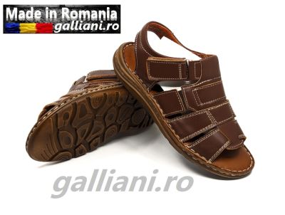 Sandale maro barbati-fabricat in Romania din piele naturala-bsand mar 1 brown