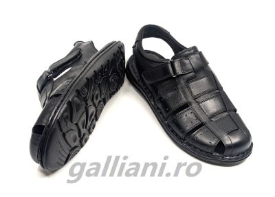Sandale negre barbati-piele naturala-fabricat in Romania-bsand scv 118 black