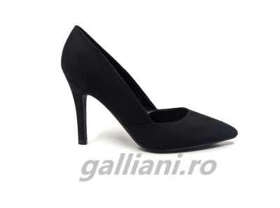 Pantofi negri eleganti dama-cu toc de 10 cm-pantofi din material stil catifea-de m37 black