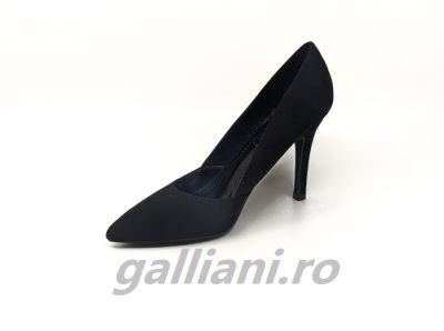 Pantofi negri eleganti dama-cu toc de 10 cm-pantofi din material stil catifea-de m37 black