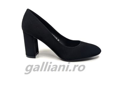 Pantofi negri eleganti dama-cu toc de 8 cm-pantofi din material stil catifea-de c13 black