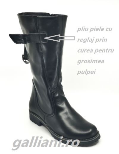 Cizme lungi imblanite-Dama-fabricat In Romania din piele naturala integral-dc scv 500 black