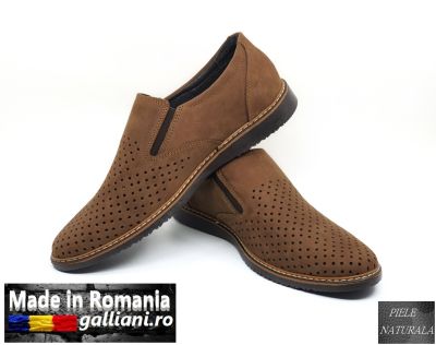 Pantofi casual barbati-fabricat in Romania-piele naturala-bc-rus-buffo-maro