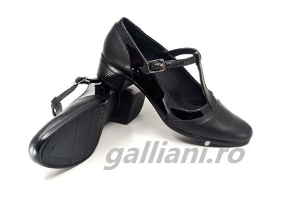 Pantofi negri cu bareta-eleganti dama-produs in Romania din piele naturala-dc talpex x4