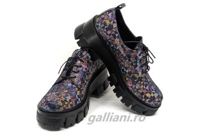 Pantofi casual cu talpa groasa-dama-piele naturala cu imprimeu tip vitraliu-dc talpex 11 vitraliu